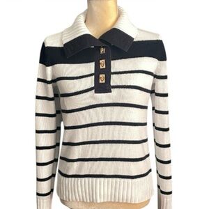Lauren Ralph Lauren Nautical Sweater White/ Blue stripes Sz S